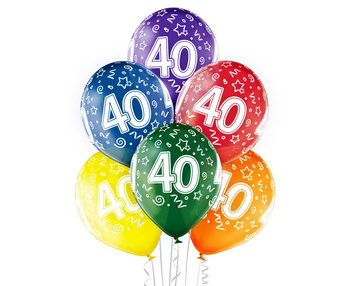 Balony LICZBA 40, D11 40th Birthday, Mix 1c/5s,