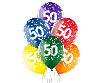 Balony LICZBA 50, D11 50th Birthday, Mix 1c/5s,