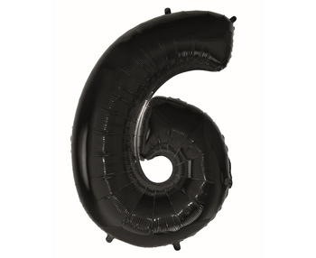 Balon foliowy CYFRA 6,  czarna - 86 cm