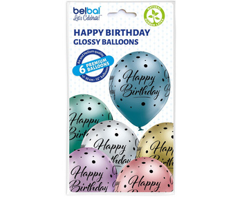 Balony D11 Happy Birthday 1C5S, 6 szt.