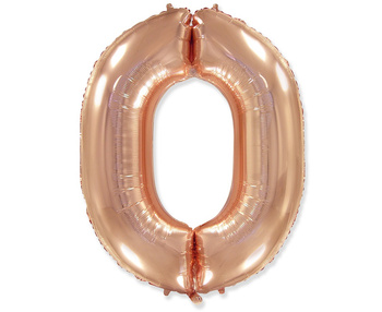 Balon foliowy Cyfra 0, FX różowo-złoty, 85 cm
