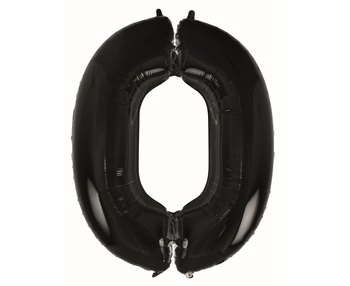 Balon foliowy CYFRA 0, czarna - 85 cm