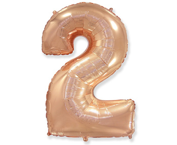 Balon foliowy Cyfra 2, FX różowo-złoty, 85 cm