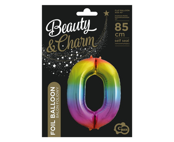 BALON FOLIOWY CYFRA 0 TĘCZOWY B&amp;C