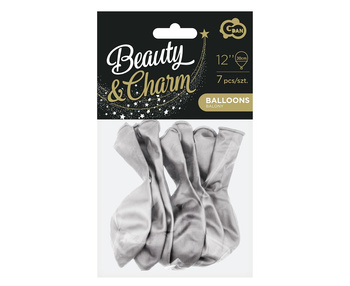 Balony Beauty&amp;Charm platynowe srebrne 12"/7szt