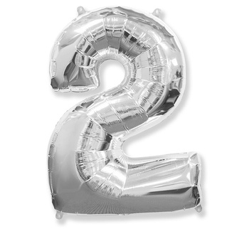 Balon foliowy Cyfra 2, srebrny FX, 85 cm