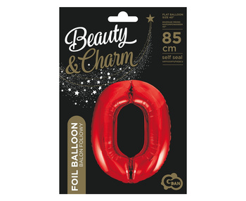 Balon foliowy Cyfra 0, czerwona, 85 cm