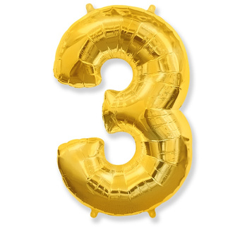 Balon foliowy Cyfra 3, złoty FX, 85 cm