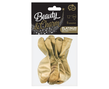 Balony Beauty&Charm, platynowe złote 12"/ 5 szt.