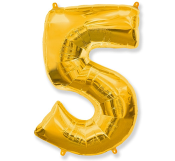 Balon foliowy Cyfra 5, złoty FX, 85 cm