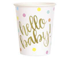 Kubeczki papierowe Hello Baby, złote, 266 ml, 8 szt.