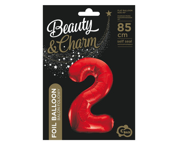 Balon foliowy Cyfra 2, czerwona, 85 cm