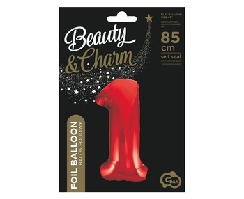 Balon foliowy Cyfra 1, czerwona, 85 cm