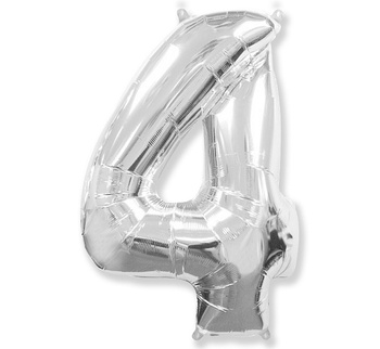 Balon foliowy Cyfra 4, srebrny FX, 85 cm