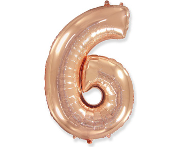 Balon foliowy Cyfra 6, FX różowo-złoty, 85 cm