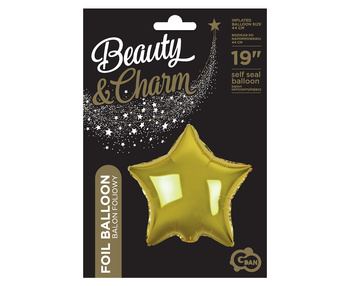 Balon foliowy GWIAZDA, złota, 19 cali