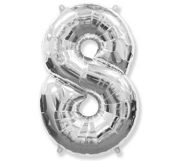 Balon foliowy Cyfra 8, srebrny FX, 85 cm