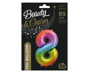 BALON FOLIOWY CYFRA 8 TĘCZOWY