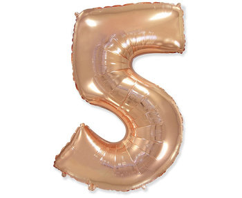 Balon foliowy Cyfra 5, FX różowo-złoty, 85 cm