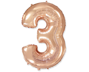Balon foliowy Cyfra 3, FX różowo-złoty, 85 cm