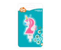 Świeczka cyfra 2 urodziny, z Jednorożcem