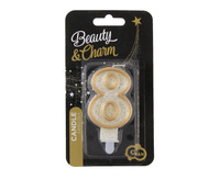 Świeczka CYFRA 8 urodziny, złoty kontur