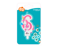 Świeczka cyfra 6 urodziny, z Jednorożcem