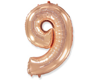 Balon foliowy Cyfra 9, FX różowo-złoty, 85 cm