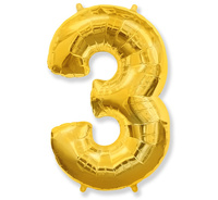 Balon foliowy Cyfra 3, złoty FX, 85 cm