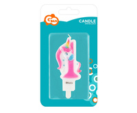 Świeczka cyfra 1 urodziny, z Jednorożcem