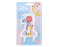 Świeczka cyfra 1, urodzinowa, ROCZEK, z liskiem