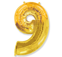 Balon foliowy Cyfra 9, złoty FX, 85 cm