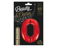 Balon foliowy Cyfra 0, czerwona, 85 cm