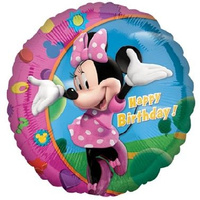 Balon foliowy 18 cali, MINNIE Happy Birthday