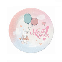 Talerzyki papierowe Mam już Roczek króliczek 23cm 6 sztuk
