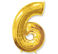 Balon foliowy Cyfra 6, złoty FX, 85 cm