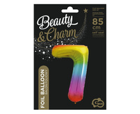 Balon foliowy Cyfra 7, tęczowa, 85 cm