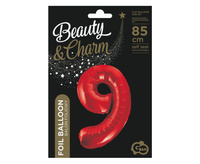 Balon foliowy Cyfra 9, czerwona, 85 cm