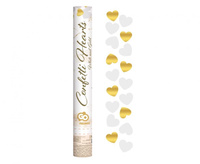 Konfetti pneumatyczne Złote i białe serduszka